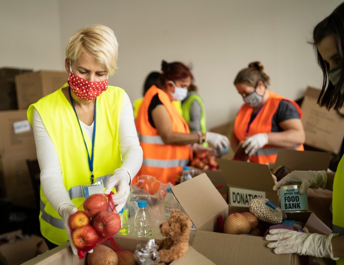 Woman collecting food at foodbank