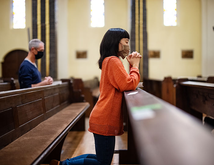 Worshipping in a church