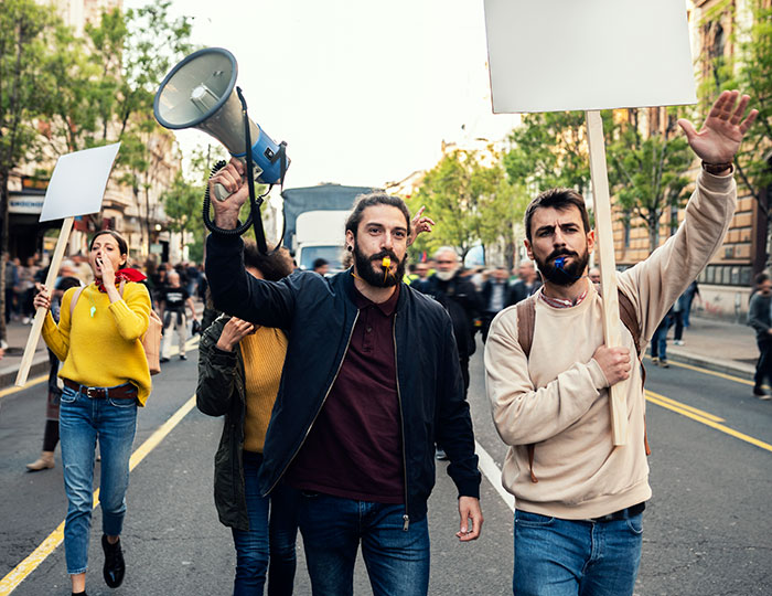 Young people protesting