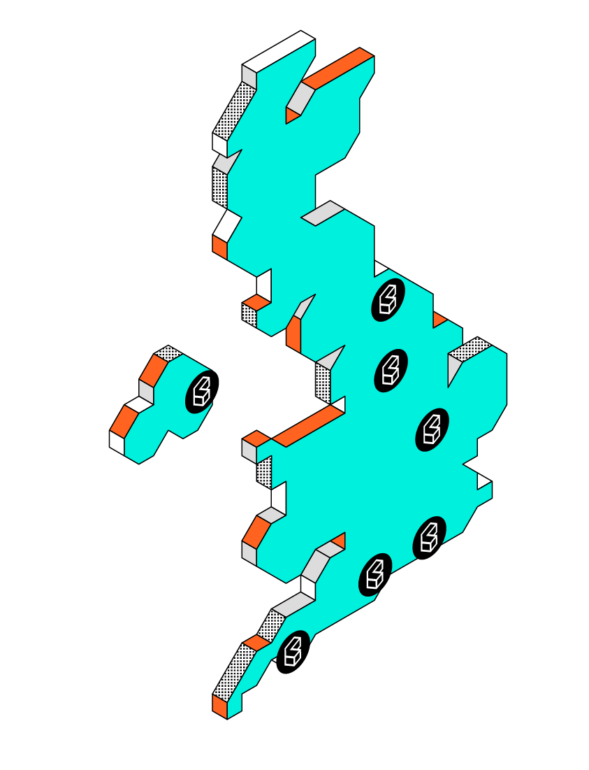 Cities of Learning location map of UK