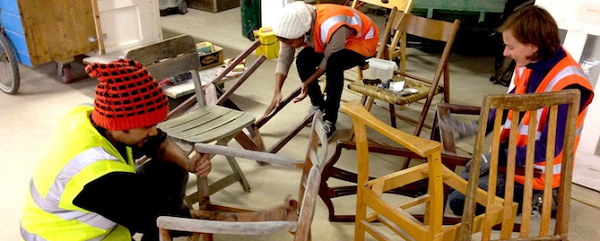 A chair reclamation workshop at The Remakery