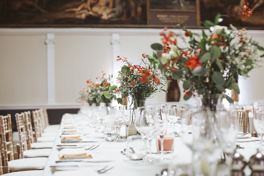 Wedding table centrepiece in the Great Room